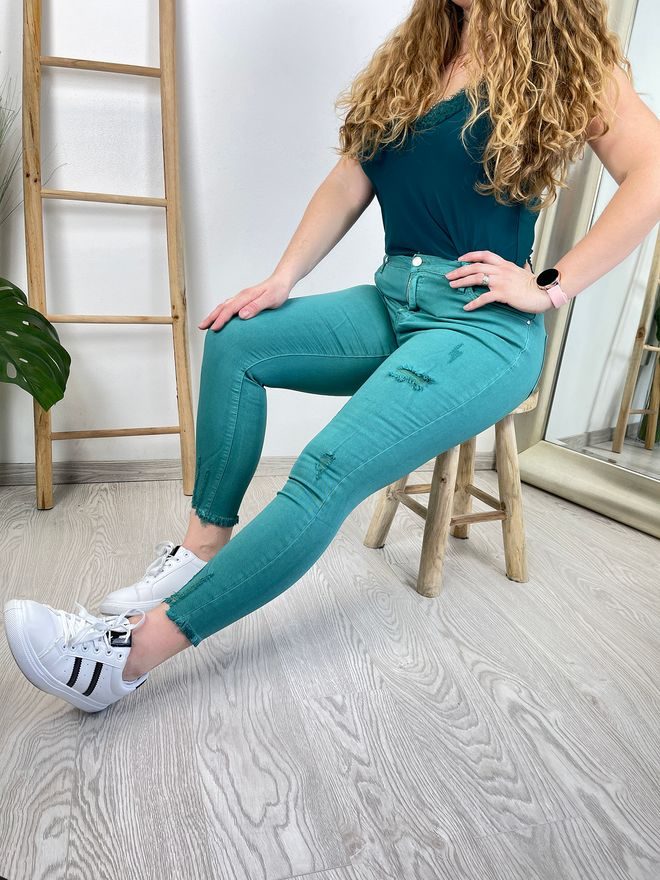 Džíny skinny zelené