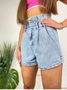 Džínové kraťasy s vysokým nařaseným pasem světle modré