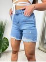 Džínové push up kraťasy s trháním na spodním okraji nohavic modré