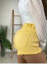 Džínové kraťasy s třepením dolního okraje nohavic žluté