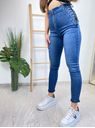 Skinny džíny s vysokým pasem a šněrováním modré