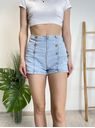 Džínové kraťasy s vysokým pasem a zipem na boku světle modré