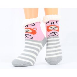 Dievčenské termo ponožky s kožušinou CW230 - E (sivo-ružové) - 1 pár