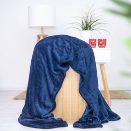XLvýprodej.cz - Mikroplyšová deka 200x220 cm - Tmavě modrá - Deky - Bytový  textil