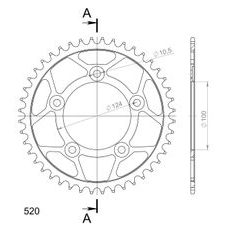 ŘETĚZOVÁ ROZETA SUPERSPROX RFE-743:44-BLK ČERNÝ 44 ZUBŮ, 520