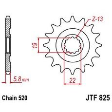 ŘETĚZOVÉ KOLEČKO JT JTF 825-13 13 ZUBŮ, 520