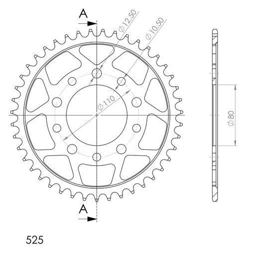 ŘETĚZOVÁ ROZETA SUPERSPROX RFE-1332:43-BLK ČERNÝ 43 ZUBŮ, 525