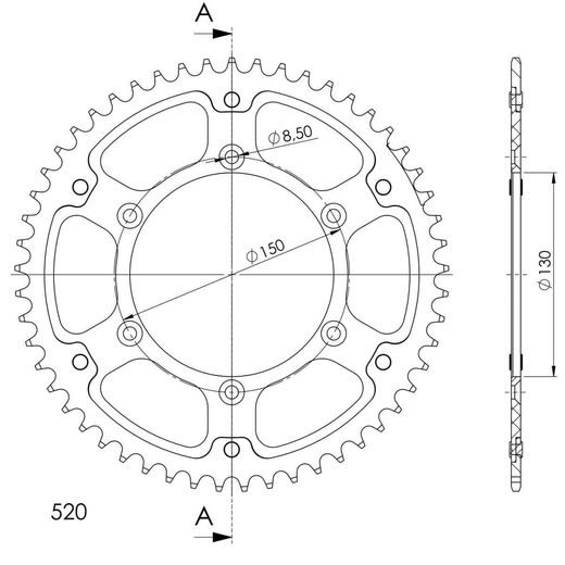 ŘETĚZOVÁ ROZETA SUPERSPROX STEALTH RST-245:53-BLU MODRÁ 53 ZUBŮ, 520