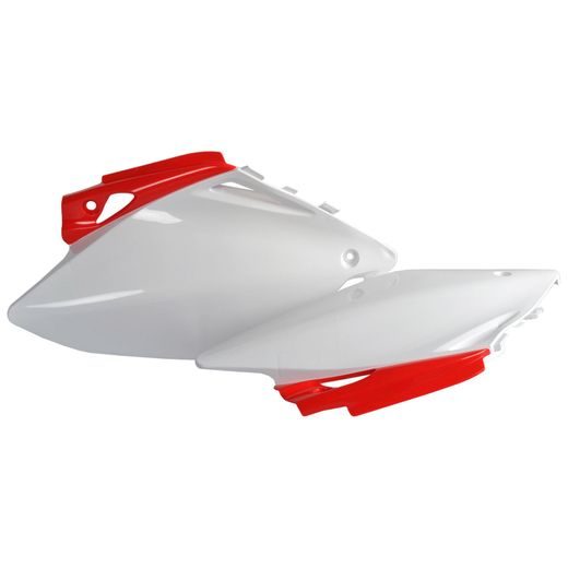 BOČNÍ ČÍSLOVÉ TABULKY POLISPORT 8603900001 (PÁR) ČERVENO CR 04/BÍLÁ PRO HONDA CRF 450 R 2007-2008