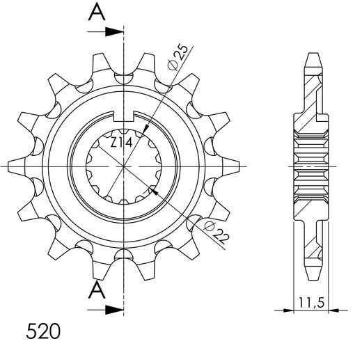 ŘETĚZOVÉ KOLEČKO SUPERSPROX CST-192:14 14 ZUBŮ, 520