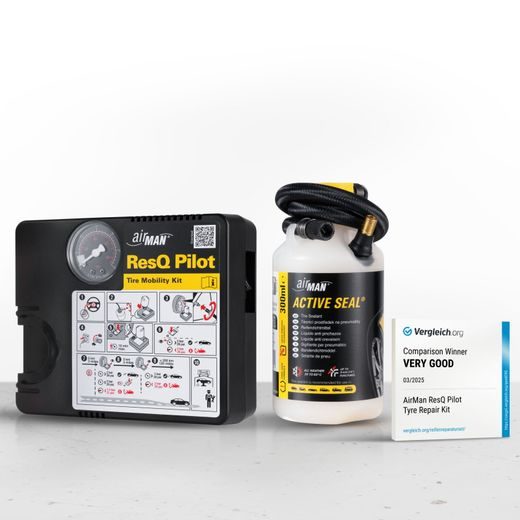 AIRMAN RESQ PILOT 12V COMPRESSOR + 300 ML TIRE SEALANT - TIRE MOBILITY KIT