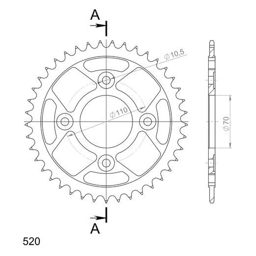 ŘETĚZOVÁ ROZETA SUPERSPROX RFE-247:41-BLK ČERNÝ 41 ZUBŮ, 520