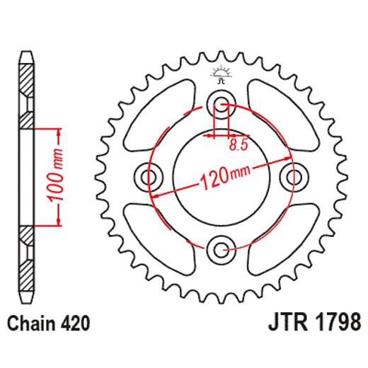 ŘETĚZOVÁ SADA EK - STŘÍBRNÝ ŘETĚZ 420 DEH, NETĚSNĚNÝ, KOLEČKO JT, ROZETA JT PRO YAMAHA YZ 65 2018-2025