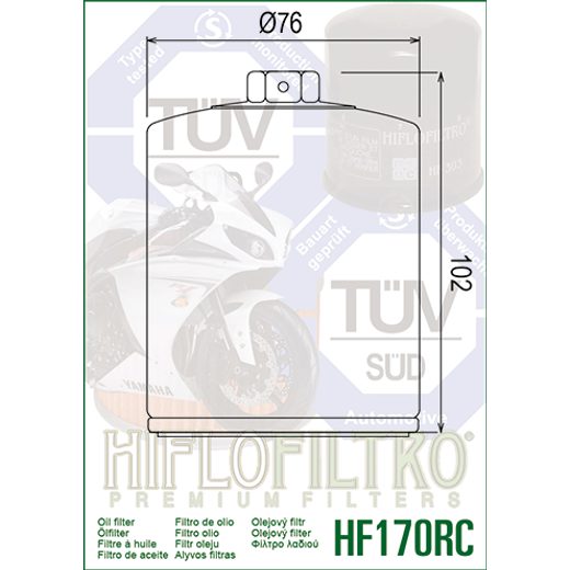 OLEJOVÝ FILTR HIFLOFILTRO HF170BRC ZÁVODNÍ ČERNÁ