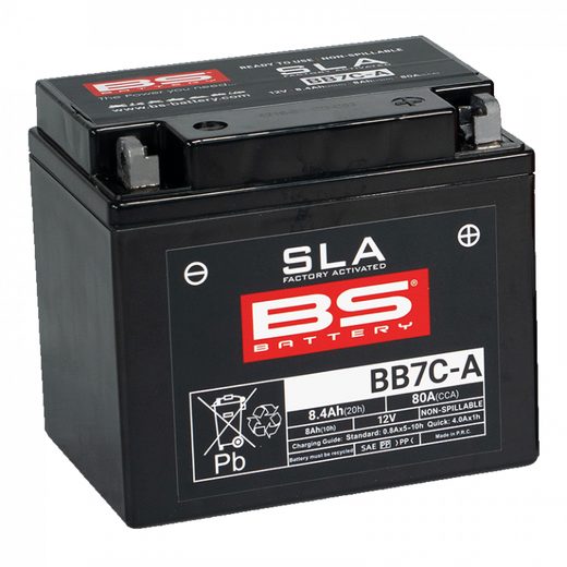 TOVÁRNĚ AKTIVOVANÁ MOTOCYKLOVÁ BATERIE BS-BATTERY BB7C-A (FA) (YB7C-A (FA)) SLA