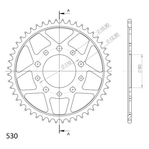 ŘETĚZOVÁ ROZETA SUPERSPROX RFE-1334:48-BLK ČERNÝ 48 ZUBŮ, 530