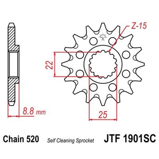 ŘETĚZOVÁ SADA EK - STŘÍBRNÝ ŘETĚZ 520 DEX, X-KROUŽEK, KOLEČKO JT, ROZETA JT PRO KTM SMR 450 2004-2022