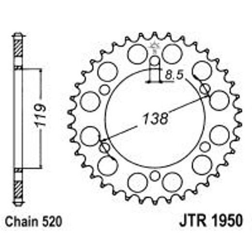ŘETĚZOVÁ SADA EK - STŘÍBRNÝ ŘETĚZ 520 SRO, O-KROUŽEK, KOLEČKO JT, ROZETA JT PRO HUSABERG 350 E 1992-1995