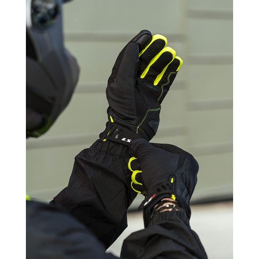 LS2 JET 2 MAN GLOVES BLACK H-V YELLOW