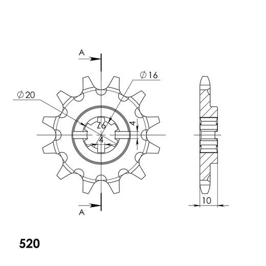 ŘETĚZOVÉ KOLEČKO SUPERSPROX CST-411:12 12 ZUBŮ, 520