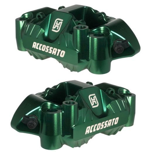 RADIÁLNÍ BRZDOVÉ TŘMENY ACCOSSATO PZ004 KOVANÝ MONOBLOK, ROZTEČ 108 MM S HLINÍKOVÝMI PÍSTKY