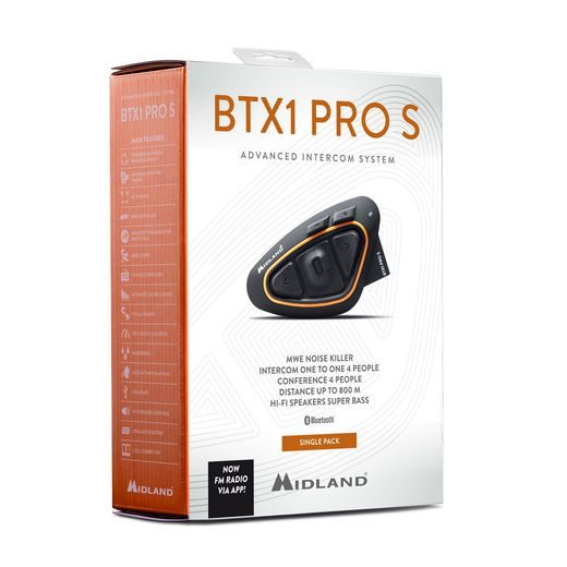 INTERKOM PRO JEDNU PŘILBU MIDLAND C1411.04 BTX1 PRO S