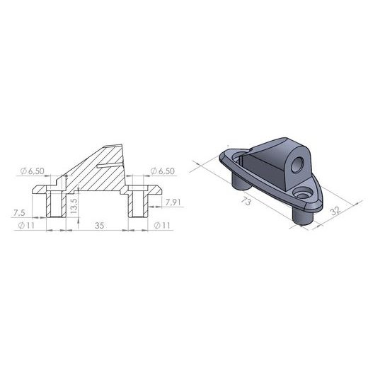 ADAPTÉR NA ZPĚTNÉ ZRCÁTKO PUIG ADAPTER LEFT SIDE FOR FAIRING DAYTONA 675 9572N ČERNÝ TO FAIRING