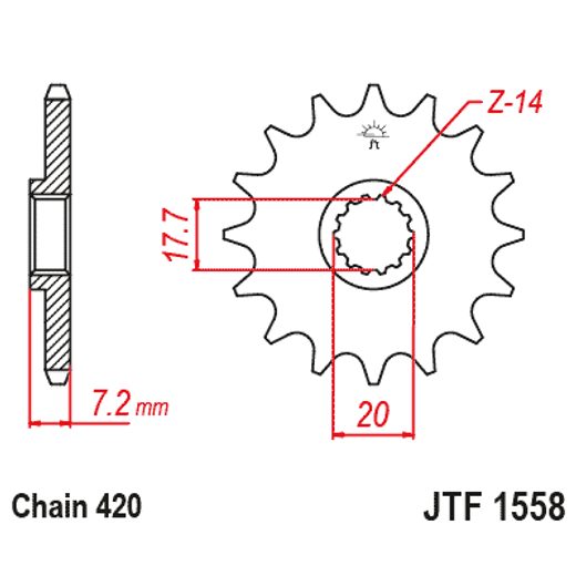 ŘETĚZOVÁ SADA EK - STŘÍBRNÝ ŘETĚZ 420 DEH, NETĚSNĚNÝ, KOLEČKO JT, ROZETA JT PRO YAMAHA YZ 65 2018-2025