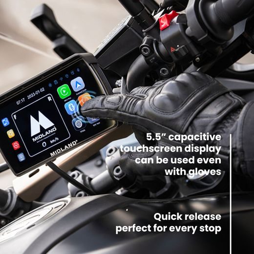 BIKEPLAY PRO – DISPLEJ NA MOTORKU S NAPÁJECÍM KABELEM MIDLAND C1682
