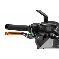 BRAKE LEVER WITHOUT ADAPTER PUIG 4.0 414TNV RAZTEGLJIVA POKLOPNA (EXTENDABLE FOLDING) ORANGE/GREEN