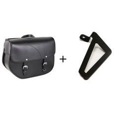LEATHER SADDLEBAG CUSTOMACCES SANT LOUIS APS011N ČRNA RIGHT, WITH METAL BASE RIGHT SIDE AND RIGHT FITTING KIT