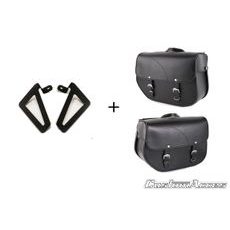 LEATHER SADDLEBAG CUSTOMACCES SANT LOUIS APS002N ČRNA PAIR, WITH UNIVERSAL SUPPORT