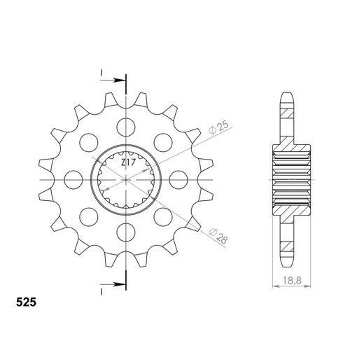 SPREDNJI VERIŽNIK SUPERSPROX CST-704:17 17T, 525