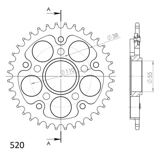 ZADNJI VERIŽNIK (ZOBNIK) SUPERSPROX STEALTH RST-736:36-BLK ČRNA 36T, 520