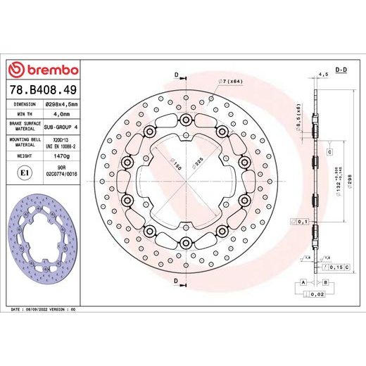 ZAVORNI DISK BREMBO 78B40849 FLOATING