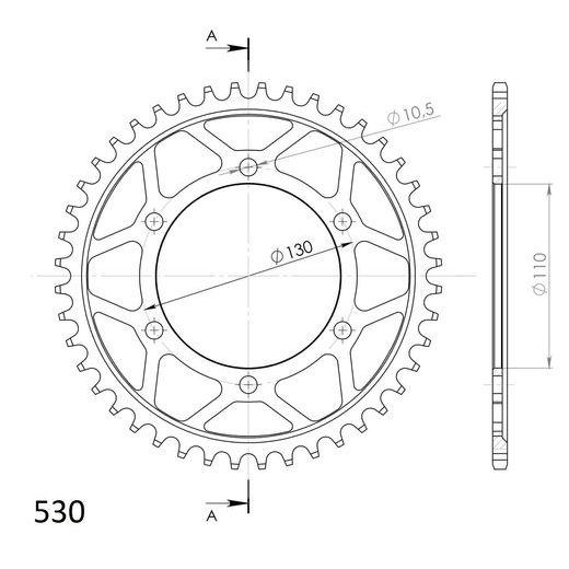 ZADNJI VERIŽNIK (ZOBNIK) SUPERSPROX RFE-479:44-BLK ČRNA 44T, 530