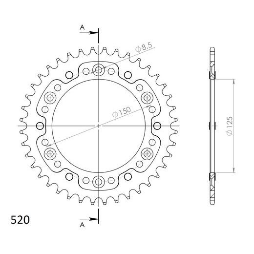 VERIŽNI SET EK - ZLAT CHAIN 520 MVXZ, X-RING (X, NX, QX, XS), CHK FRONT SPROCKET SUPERSPROX, CHK REAR SPROCKET SUPERSPROX STEALTH ZA HUSABERG FS 650 E 2003-2008