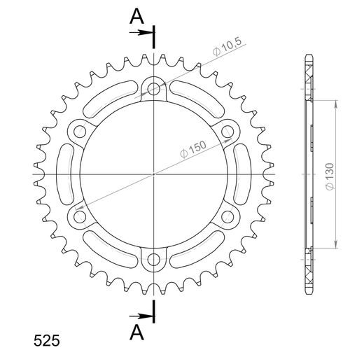 ALUMINIJASTI ZADNJI VERIŽNIK (ZOBNIK) SUPERSPROX RAL-300:40-BLK ČRNA 40T, 525