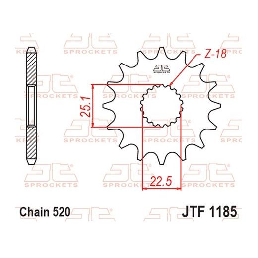 SPREDNJI VERIŽNIK JT JTF 1185-17RB 17T, 520 RUBBER CUSHIONED