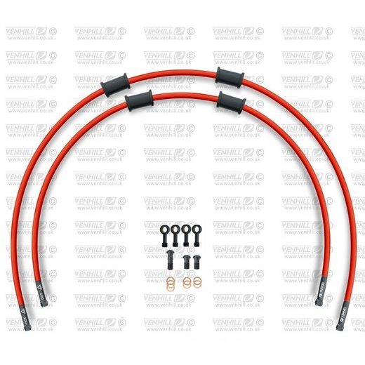 RACE FRONT BRAKE HOSE KIT VENHILL POWERHOSEPLUS HON-6002FB-RD (2 CEVI V KOMPLETU) RED HOSES, BLACK FITTINGS