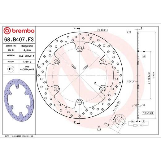 ZAVORNI DISK BREMBO 68B407F3 FIX