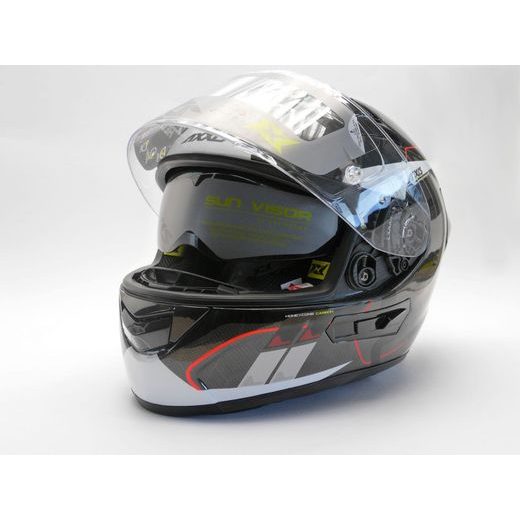 FULL FACE HELMET AXXIS RACER GP CARBON SV SPIKE A0 GLOSS PEARL WHITE XXL