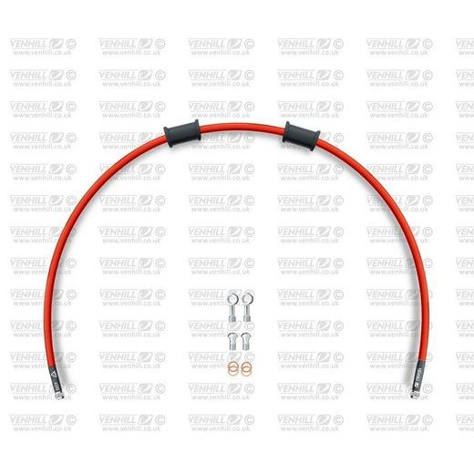 SET PREDNJIH ZAVORNIH CEVI VENHILL POWERHOSEPLUS HON-4010F-RD (1 CEV V KOMPLETU) RED HOSES, CHROMED FITTINGS