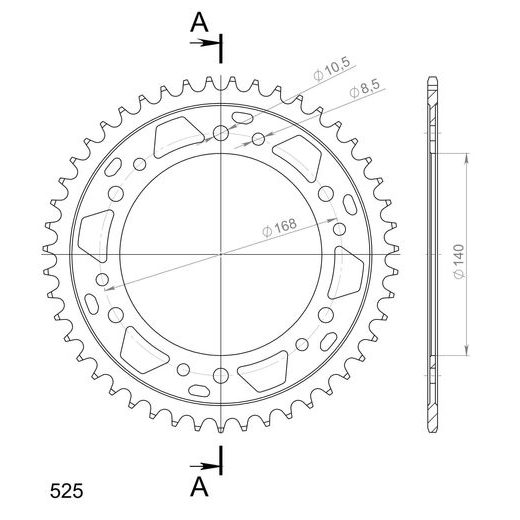 ZADNJI VERIŽNIK (ZOBNIK) SUPERSPROX RFE-6:47-BLK ČRNA 47T, 525