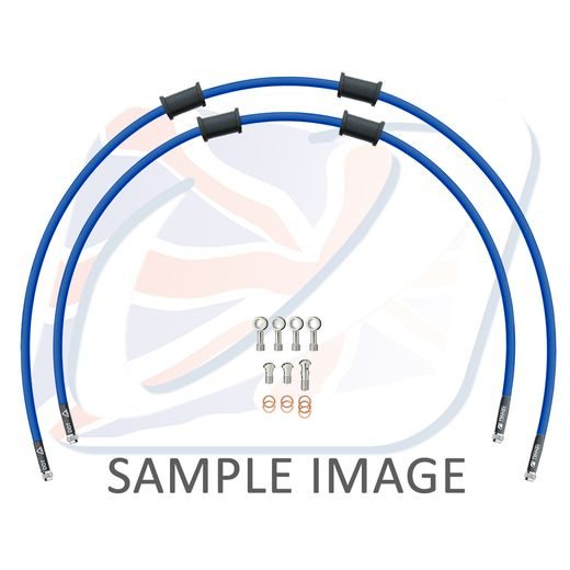 RACE FRONT BRAKE HOSE KIT VENHILL POWERHOSEPLUS HON-10020FS-SB (2 CEVI V KOMPLETU) SOLID BLUE HOSES, STAINLESS STEEL FITTINGS