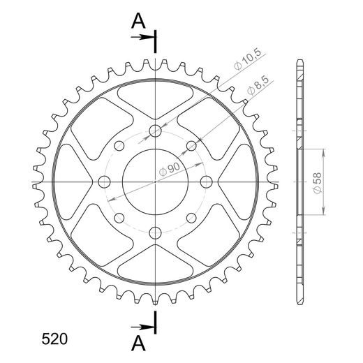 VERIŽNI SET EK - SREBRNA CHAIN 520 H, NON-SEALED, CHK FRONT SPROCKET SUPERSPROX, CHK REAR SPROCKET SUPERSPROX ZA HONDA VT 125 C / C2 SHADOW 1999-2007