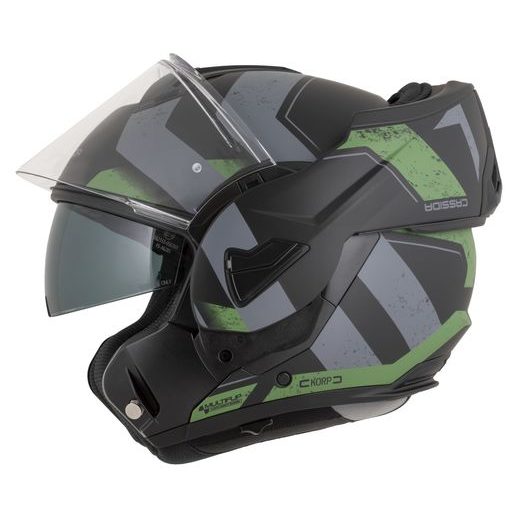 INTEGRALNA ČELADA CASSIDA MULTIFLIP KORP BLACK MATT/GREEN/GRAY 2XL