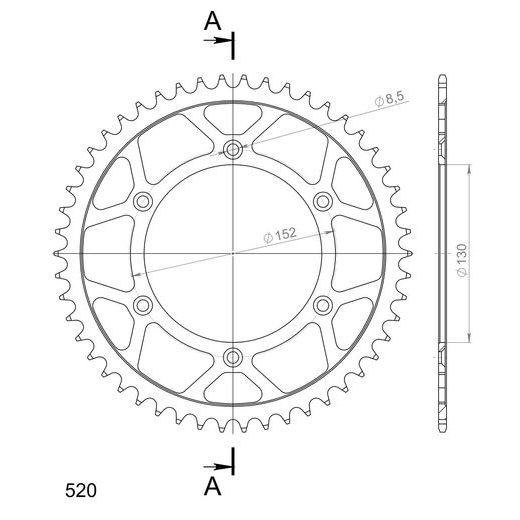 ZADNJI VERIŽNIK (ZOBNIK) SUPERSPROX RFE-244:50-BLK ČRNA 50T, 520