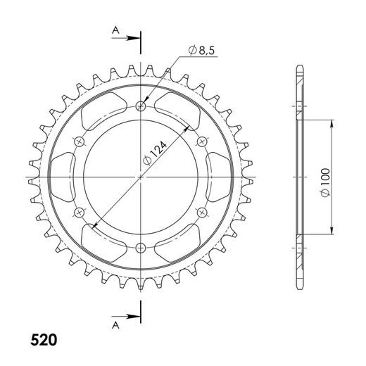 ZADNJI VERIŽNIK (ZOBNIK) SUPERSPROX RFE-1412:37-BLK ČRNA 37T, 520