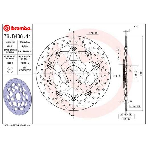 ZAVORNI DISK BREMBO 78B40841 FLOATING